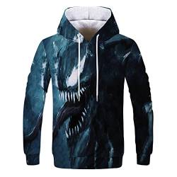 JJCat Herren Langarm 3D-Druck Hero Venom-Serie Side Schwarz Venom Plus Size 5XL Pullover Hoodies Paar Sweatshirts(5XL,Blau6) von JJCat