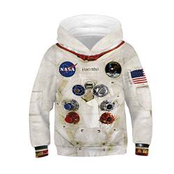 JJCat Kinder Langarm Kapuzen 3D Digital Print Astronaut und Weltraum Pullover Sweatshirts(M,Multicolor) von JJCat