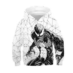 JJCat Kinder Langarm Kapuzen 3D Digital Print Hero Venom Series Black Giants Pullover Sweatshirts(L,Multicolor) von JJCat