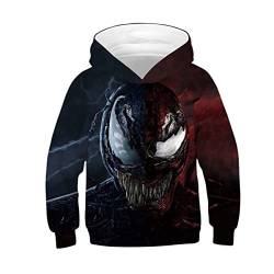 JJCat Kinder Langarm Kapuzen 3D Digital Print Hero Venom Series Roaring Monster Pullover Sweatshirts(M,Multicolor) von JJCat