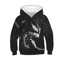 JJCat Kinder Langarm Kapuzen 3D Digital Print Hero Venom Series Roaring Monster Pullover Sweatshirts(XL,Multicolor) von JJCat