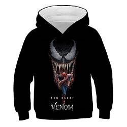 JJCat Kinder Langarm Kapuzen 3D-Digitaldruck Heldengift-Serie Brüllendes Monster Pullover Sweatshirts(M,Schwarz23) von JJCat