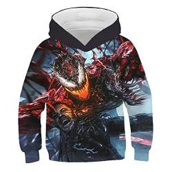 JJCat Kinder Langarm Kapuzen 3D-Digitaldruck Heldengift-Serie Brüllendes Monster Pullover Sweatshirts(XS,Blau24) von JJCat