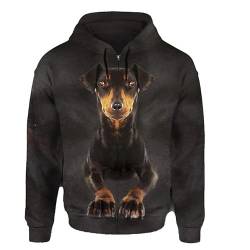 JJCat Männer/Frauen mit Kapuze Langarm 3D-Druck Hundeserie Dobermann Reißverschluss Strickjacke Sweatshirts(M,Schwarz2) von JJCat