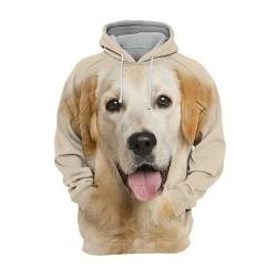 JJCat Männer mit Kapuze Langarm 3D-Druck Hundeserie Labrador-Design Lässige Pullover-Hoodies(L,Khaki) von JJCat