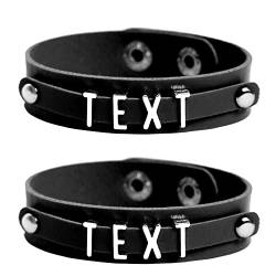 JJDreams 2Pcs Armband Punk Gothic Lederarmband mit Namen Biker Leder Armband Armband Schwarz Damen Rock Armreif von JJDreams