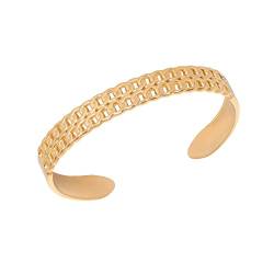 JJDreams Edelstahl Armreif Damen Gold Offener Armspange Armreif Gold Oval Armband Geschenk für Frauen von JJDreams