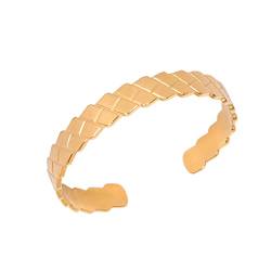 JJDreams Edelstahl Armreif Damen Gold Offener Armspange Armreif Gold Oval Armband Geschenk für Frauen von JJDreams