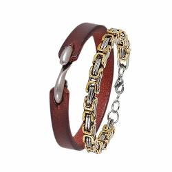 JJDreams Lederarmband Herren Echtleder Edelstahl Armkette Königskette Armband 6MM Geschenk Schmuck für Männer von JJDreams