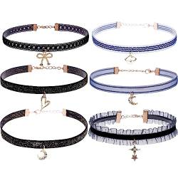 JJDreams Schwarze Spitze Choker Set Frauen Spitze Samt Choker Halskette Set Gothic Tattoo Elegante Choker Kragen von JJDreams