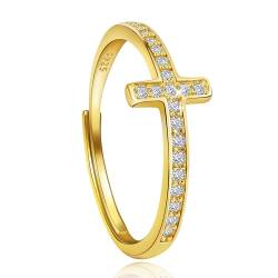 JJDreams Zirkonia Ring 925 Sterling Silber Damen Kreuz Ring Offene Verlobungsring mit Stein Geschenk für Frauen von JJDreams
