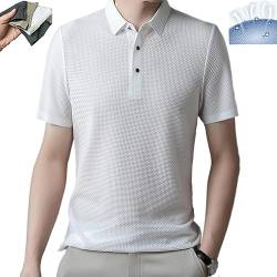 Mesh Ice Silk Short-Sleeved T-Shirt,Summer Mesh Ice Silk Short-Sleeved Shirt,Men's Cool Feeling Quick-Drying Short Sleeve Casual Button Up Polo Shirt von JJKTO