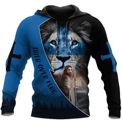 3D Christus Hoodies für Männer Frauen Jesus Knight Print Frühling Herbst Langarm Shirt USA Größe,Blue Hoodie,S von JJLLAZAD