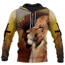 3D Christus Hoodies für Männer Frauen Jesus Knight Print Frühling Herbst Langarm Shirt USA Größe,My god Zipper,S von JJLLAZAD