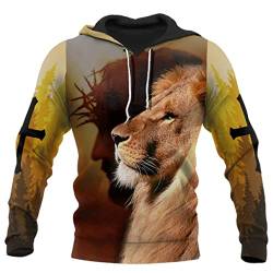 JJLLAZAD 3D Christus Hoodies für Männer Frauen Jesus Knight Print Frühling Herbst Langarm Shirt USA Größe,My god Hoodie,L von JJLLAZAD