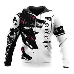 JJLLAZAD Fenrir Wolf Street Hoodie Für Herren 3D-Gedrucktes Neues Pullover-Sweatshirt Nordic Myth Herbstmode Harajuku Pullover,Nordic Wolf Hoodie,4XL von JJLLAZAD