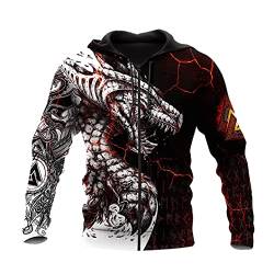 JJLLAZAD Herren Kapuzenpulli 3D Druck Jormungandr Tattoo Casual Super Dalian Hoodie Norse Myth Herbst Große Tasche Lose Sweatshirt,Giant Dragon Zip Hoodie,XL von JJLLAZAD