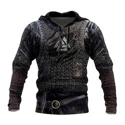 JJLLAZAD Wikinger Herren Hoodie 3D Druck Valhalla Rüstung Reißverschluss Sweatshirt Herbst Langarm Lässige Lose Pullover Jacke,Armor f Hoodie,L von JJLLAZAD