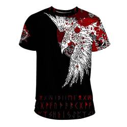 Wikinger Rabe T-Shirt, Unisex 3D Gedruckt Tattoo Totem Lässiges Kurzarm Nordische Mythologie Oversize Harajuku Top,Vegvisir,L von JJLLAZAD