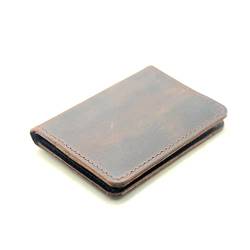 JJNUSA Handgemachte minimalistische Herren-börse aus Leder mit Kartenhalter, Distressed Wallets für Geschenke - - Medium von JJNUSA