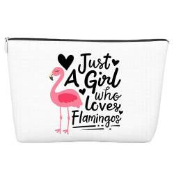 JJOINUS Flamingo-Make-up-Tasche für Frauen, beste Freundin, Schwester, Reißverschluss-Tasche für Amine Flamingo-Liebhaber, Weihnachten, Geburtstag, Geschenk, 25,4 x 17,8 cm, Weiss/opulenter Garten von JJOINUS