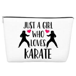 JJOINUS Karate-Make-up-Tasche für Damen, beste Freundin, Schwester, Geschenke, Reißverschluss-Tasche für Karate-Liebhaber, Weihnachten, Geburtstag, 25,4 x 17,8 cm, Weiss/opulenter Garten von JJOINUS