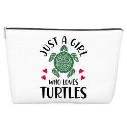 JJOINUS Schildkröten-Make-up-Tasche für Frauen, beste Freundin, Schwester, Geschenke, Reißverschlusstasche für Meerestierliebhaber, Weihnachten, Geburtstagsgeschenk, grün, 25,4 x 17,8 cm, von JJOINUS
