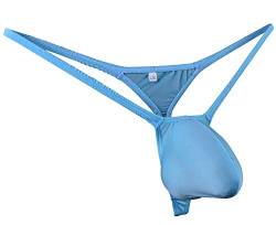 JJPOUCH JJP1003 Herren String Tanga Tasche T-Back Bikini Nylon, hellblau, S/M von JJPOUCH