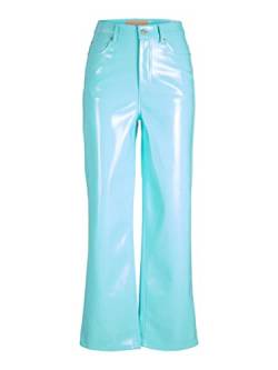 JJXX Damen JXKENYA HW Straight Faux Leat Pants NOOS Hose, Aruba Blue/Detail:Shiny, M von JJXX