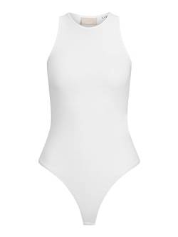 JJXX Damen Jjxx Jxivy Tight Sl Oneck Dream Body, Bright White/Print:tonal Print, M von JJXX