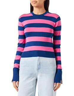 JJXX Damen Jjxx Jxvalentina Ls Soft Stripe Cropped Knit, Sodalite Blue/Stripes:/Carmine Rose, XS von JJXX