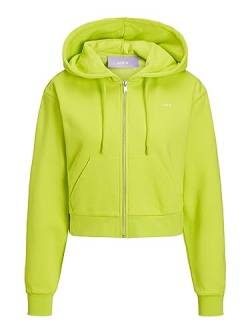 JJXX Women's JXABBIE LS REG Every Brush Zip Hood NOOS Sweatjacke, Lime Punch/Print:Lime Cream, XL von JJXX