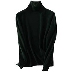 Damen Rollkragenpullover aus Wolle, warm, weich, gestrickt, Kaschmir-Pullover, Drak Green, XL von JJzex