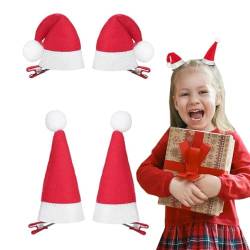 JK Home 4 Stück Mini-Haarspangen für Weihnachtsmützen, schöne Weihnachtsmannmütze, Entenschnabel-Schleifen, Haarklammer, Haarklammer, Haarklammer, Entenzähne, Kopfschmuck für Kinder, Erwachsene, von JK Home