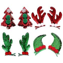 JK Home 8 Stück Haarspangen Weihnachten für Kinder Erwachsene Entenschnabelzange Elch Baum Kuhhorn Clips #B von JK Home