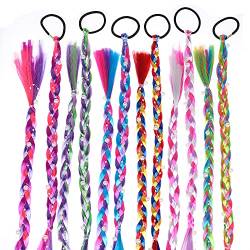 JK Home Damen Mädchen Geflecht Haarteil 12 Stück geflochtene Haarverlängerungen mit Band aus elastischem Seil, mehrfarbig, Perlen, 43 cm von JK Home