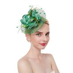 JK Home Fascinator für Damen und Mädchen, Haarspange, Feder, Cocktail, Hochzeit, Teeparty, Hut, Grün von JK Home