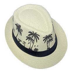 JK Home Hawaiianische Fedora-Strohhüte für Herren und Damen, Unisex, Trilby, Panama, Sommer, Sonne, Jazz, Kostüm, Party, khaki, Einheitsgröße von JK Home