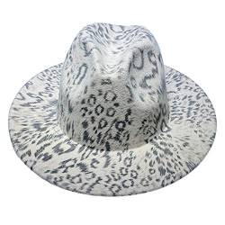 JK Home Herren Damen Outdoor Wolle Fedora Gentleman Panama Trilby Gatsby Hut breite Krempe Klassische Safari Brüllende Hüte Winter Porkpie Cap Gr. Einheitsgröße, B: Leopardenmuster, Beige von JK Home