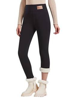 JK SUE JONES Damen-Leggings, warm, Kaschmir, Fleece, gefüttert, dehnbar, weich, dick, Jogginghose, Sherpa-Hose, hohe Taille, schwarz, Groß von JK SUE JONES