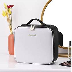 JKIOOW Make-up-Tasche mit Spiegel, tragbar, Reise-Make-up-Etui, Kosmetik-Organizer for Frauen, Reise-Beauty-Essentials (Color : Black+White, Size : 26 * 11 * 23cm) von JKIOOW