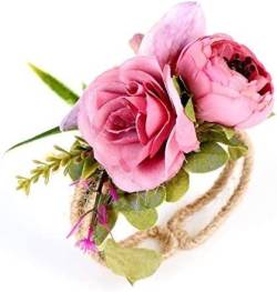 JKITTY Handgelenk-Blume, 2 Stück, Blume for Hochzeit, Brautjungfer, Wald-Corsage, gewebtes Stroh-Manschettenarmband for Hochzeit, Abschlussball, Zubehör (Farbe: Rot) (Color : Light Purple, Size : 1) von JKITTY