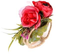 JKITTY Handgelenk-Blume, 2 Stück, Blume for Hochzeit, Brautjungfer, Wald-Corsage, gewebtes Stroh-Manschettenarmband for Hochzeit, Abschlussball, Zubehör (Farbe: Rot) (Color : Red, Size : 1) von JKITTY