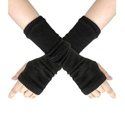 JKJF 1 Paar Goth Arm Ärmel Cool Black Hip Hop Armstulpen Halloween Fingerlose Strick Armstulpen Damen Punk Handschuhe für Motto Party Maskerade Kostüm Party von JKJF