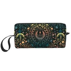 JKJOJIA Make-up-Tasche mit Totenkopf-Motiv, kleine Kosmetiktasche, tragbar, Reise-Kulturbeutel mit Griff, einfache Zubehöraufbewahrung, Reißverschlusstasche für Damen und Mädchen, Magische Astrologie von JKJOJIA