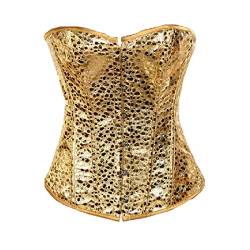 JL Corset Corsage in Kunstleder Korsett Clubwear Damen Korsagen (EUR(34-36) M, Gold) von JL Corset