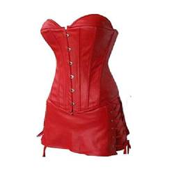 JL Corset Rot Kunstleder Vollbrust Corsage Korsett Mini-Rock EUR(46-48) 5XL von JL Corset