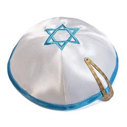 JL Kippha's Satin 2cm Weiß Magen David Kippah jüdischen Cap Judaica Yarmulke Synagoge von JL Kippha's