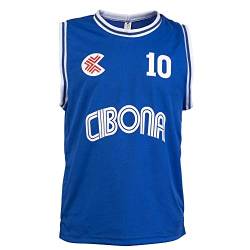 Classic Dražen Petrovic KK Cibona Zagreb Retro Basketball League Play 10 Trikot Gr. M, blau von JL Sport