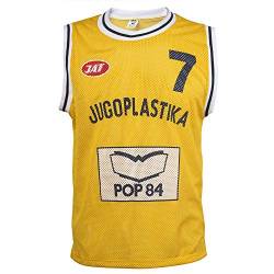 Croatian Toni Kukoc KK Split Jugoplastika Pop 84 Retro Basketball Play 7 Trikot Gr. S, gelb von JL Sport